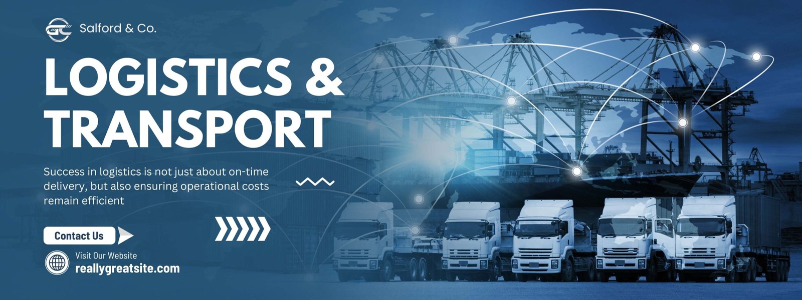 Blue and Grey Gradient Modern Logistic & Transport Banner